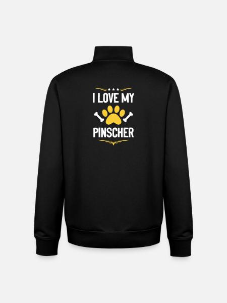 I love my Pinscher - Unisex Organic Zip Sweatshirt by Stanley/Stella - black