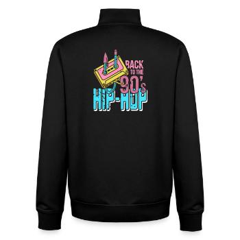 Rewind 90s Beat Rhythm Cassette Culture Sound - Unisex Organic Zip Sweatshirt von Stanley/Stella - Schwarz - Hinten - AI Model Male 185 light (185cm)