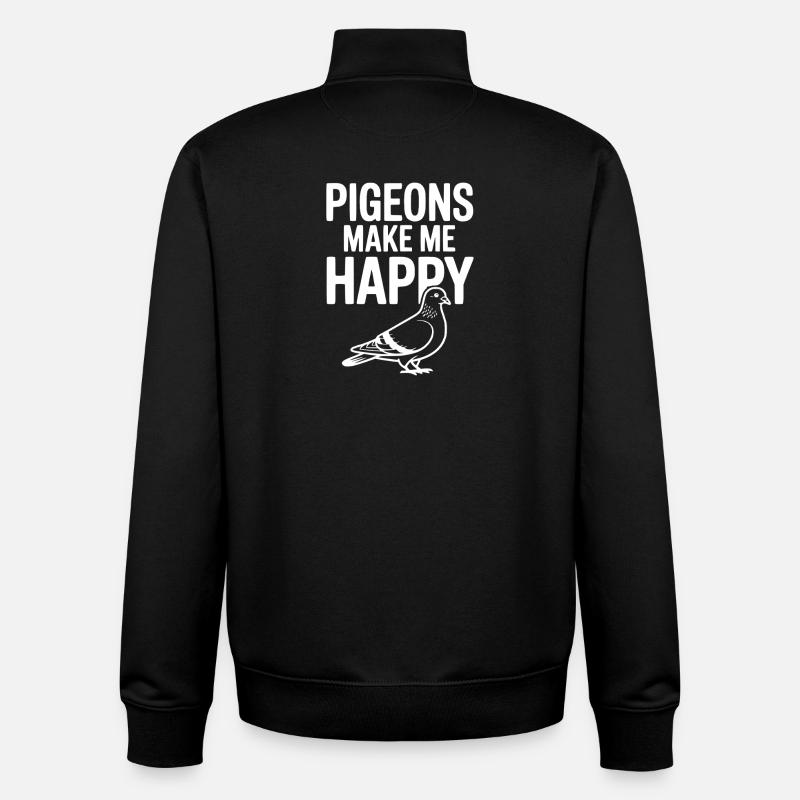 Pigeons Make Me Happy - Unisex Organic Zip Sweatshirt by Stanley/Stella - black