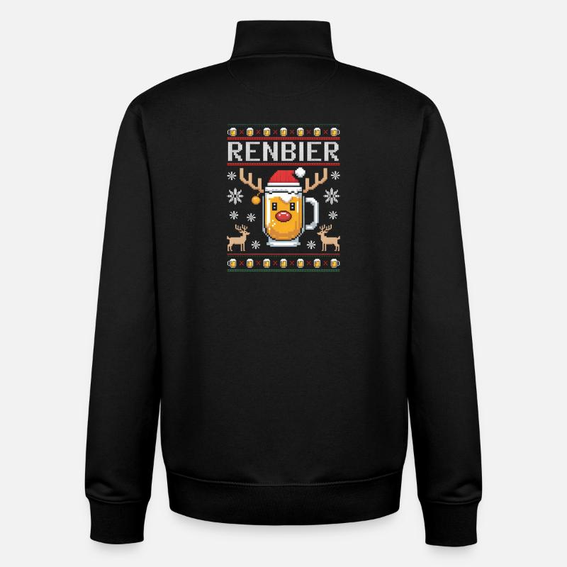 Chope à bière de Noël Renbier - Sweat zippé unisexe en coton bio Stanley/Stella - noir