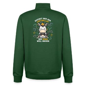 Il me tend la manette que le roi veut jouer - Sweat zippé unisexe en coton bio Stanley/Stella - vert bouteille - Dos - AI Model Male 185 dark (185cm)