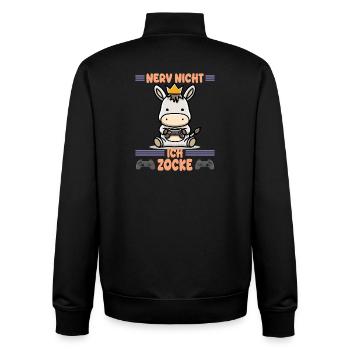 Nerv nicht, ich zocke grade - Unisex Organic Zip Sweatshirt von Stanley/Stella - Schwarz - Hinten - AI Model Male 185 light (185cm)