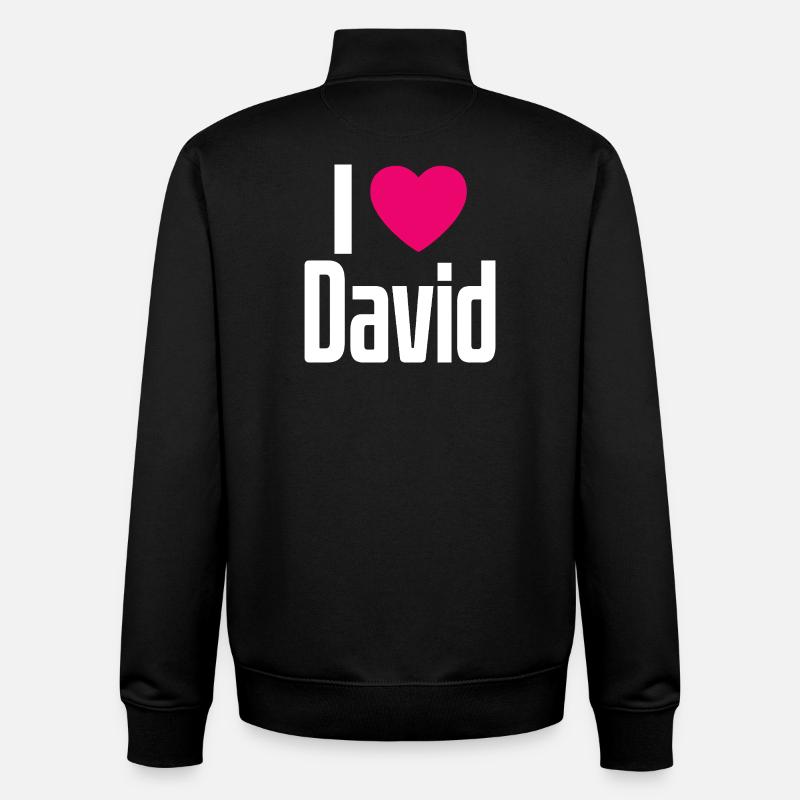 J’aime David Coeur rose J’aime David - Sweat zippé unisexe en coton bio Stanley/Stella - noir