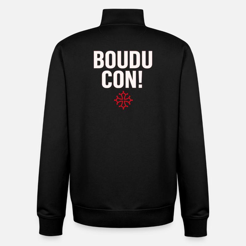 Boudu con ! - Sweat zippé unisexe en coton bio Stanley/Stella - noir