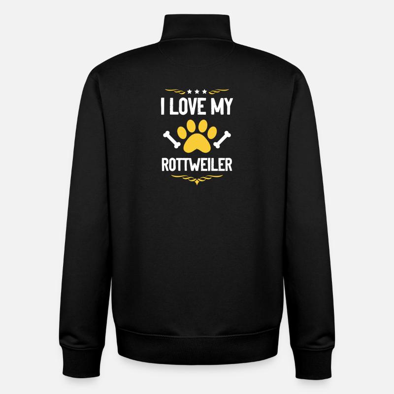 J’adore mon Rottweiler - Sweat zippé unisexe en coton bio Stanley/Stella - noir