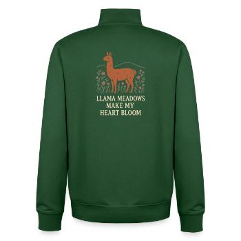 Cottagecore Lama Ästhetisches Süßes Nutztier - Unisex Organic Zip Sweatshirt von Stanley/Stella - Flaschengrün - Hinten - AI Model Male 185 dark (185cm)