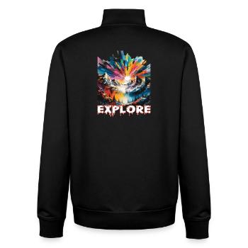 Farbintensive Landschaft mit 'Explore' Aufdruck - Unisex Organic Zip Sweatshirt von Stanley/Stella - Schwarz - Hinten - AI Model Male 185 light (185cm)