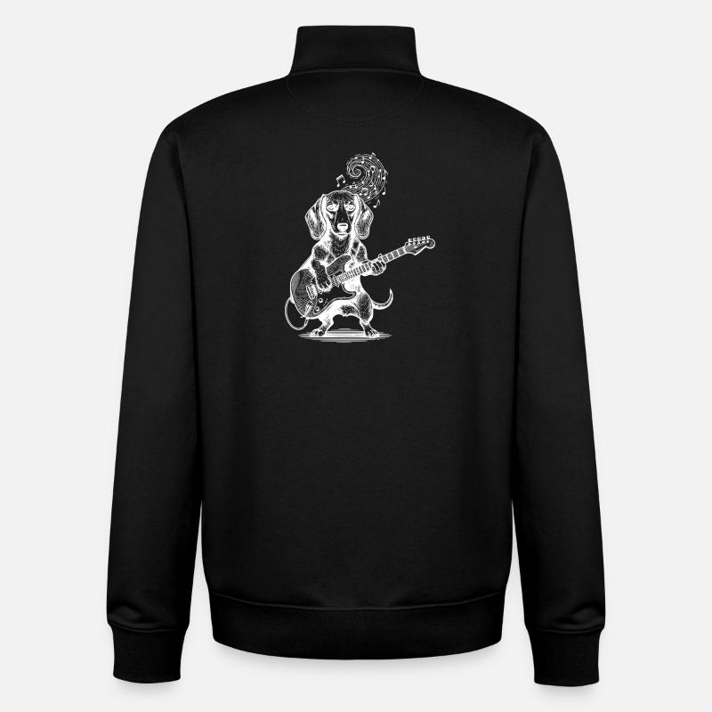 Dackel Gitarre spielender Hund - Unisex Organic Zip Sweatshirt von Stanley/Stella - Schwarz