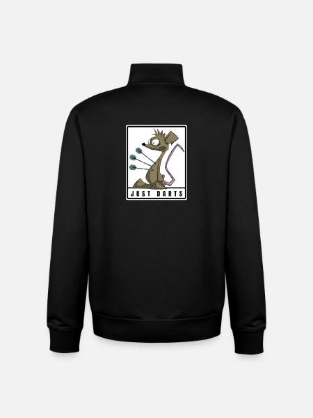 Funny darts comic motif. JUST DARTS - Unisex Organic Zip Sweatshirt by Stanley/Stella - black