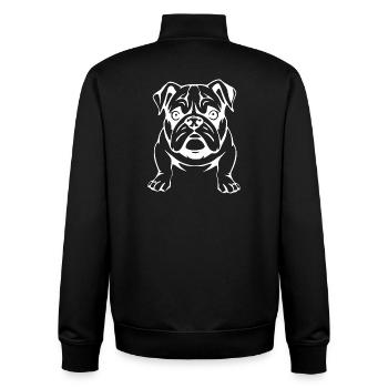 Bulldogge Hunde T-shirt Hundeshirt Geschenk  - Unisex Organic Zip Sweatshirt von Stanley/Stella - Schwarz - Hinten - AI Model Male 185 light (185cm)