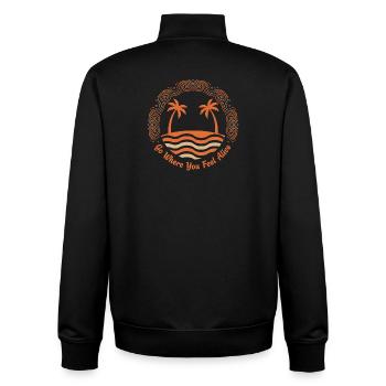 Allez là où vous vous sentez vivant - Sweat zippé unisexe en coton bio Stanley/Stella - noir - Dos - AI Model Male 185 light (185cm)