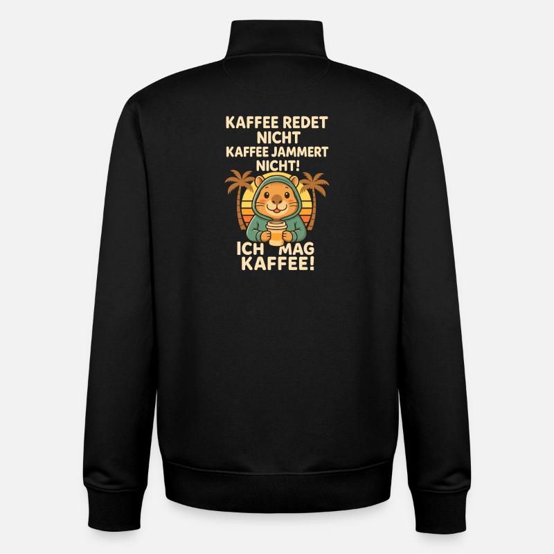 Capybara Kaffee Spruch Sunset - Unisex Organic Zip Sweatshirt von Stanley/Stella - Schwarz