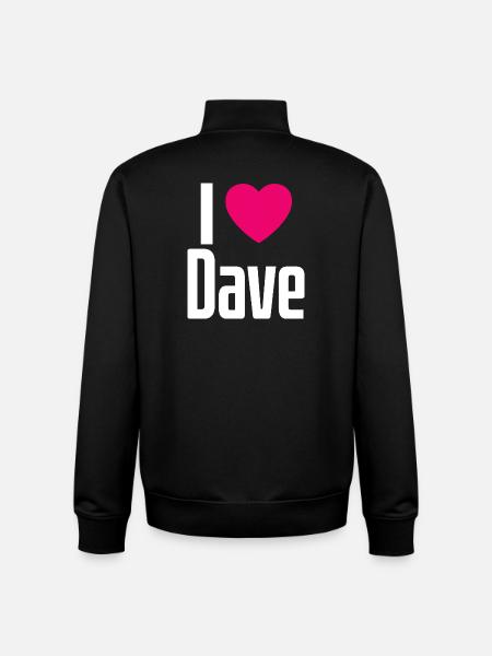 J’aime Dave Pink Heart J’aime Dave - Sweat zippé unisexe en coton bio Stanley/Stella - noir