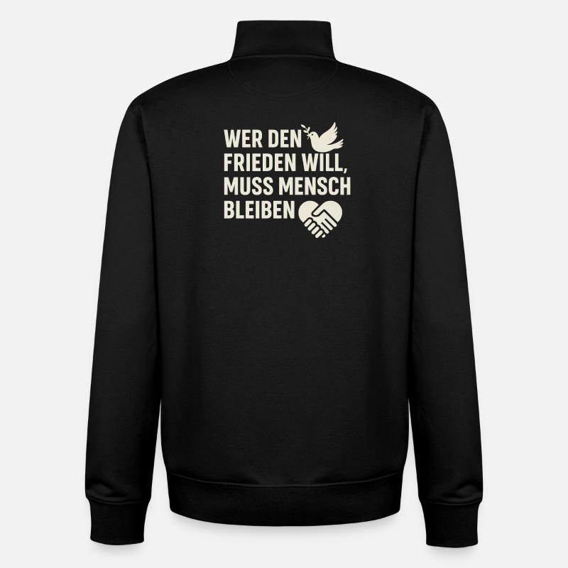 Frieden & Menschlichkeit - Unisex Organic Zip Sweatshirt von Stanley/Stella - Schwarz