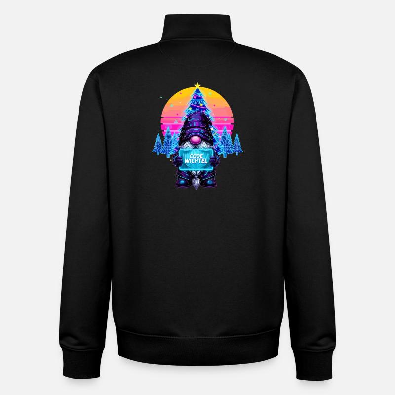 Cyberpunk Code Wichtel - Synthwave Xmas Nerd - Unisex Organic Zip Sweatshirt von Stanley/Stella - Schwarz