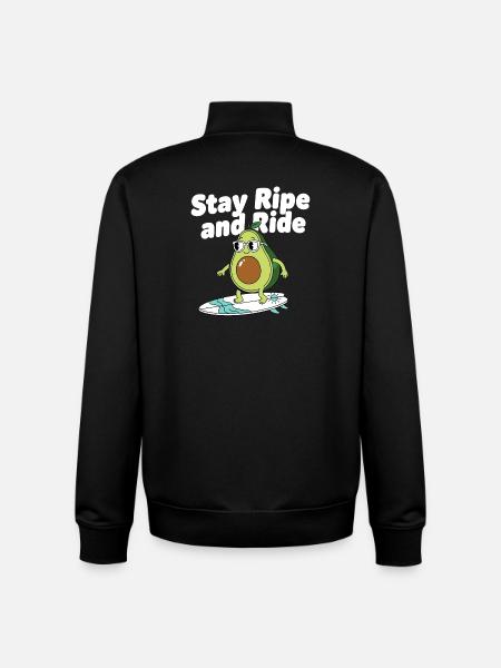 Rester mûr Surf Avocado - Sweat zippé unisexe en coton bio Stanley/Stella - noir