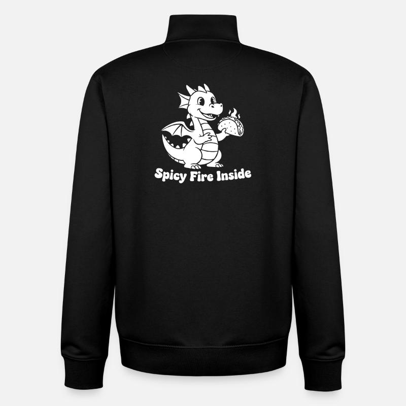 Flammender Drachen Taco Design - Unisex Organic Zip Sweatshirt von Stanley/Stella - Schwarz