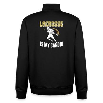 Lacrosse Is My Cardio Funny Athlete Sports Humor - Unisex Organic Zip Sweatshirt by Stanley/Stella - black - Back - AI Model Male 185 light (185cm)