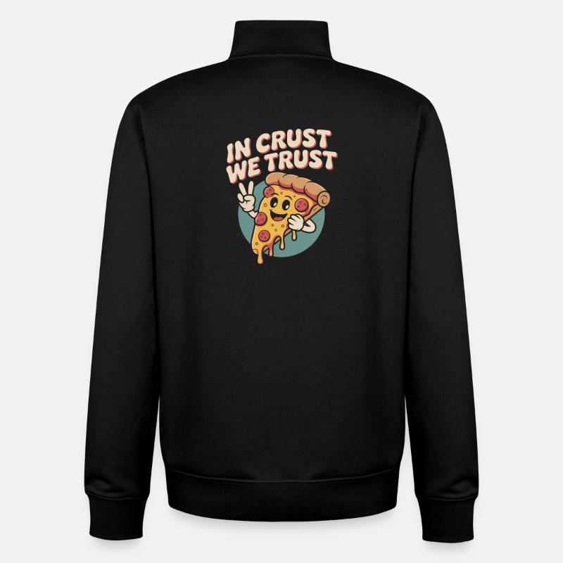 Pizza rétro - Sweat zippé unisexe en coton bio Stanley/Stella - noir
