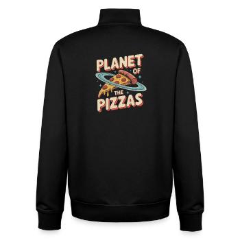 Planet of the Pizzas - Retro Pizza - Unisex Organic Zip Sweatshirt von Stanley/Stella - Schwarz - Hinten - AI Model Male 185 light (185cm)