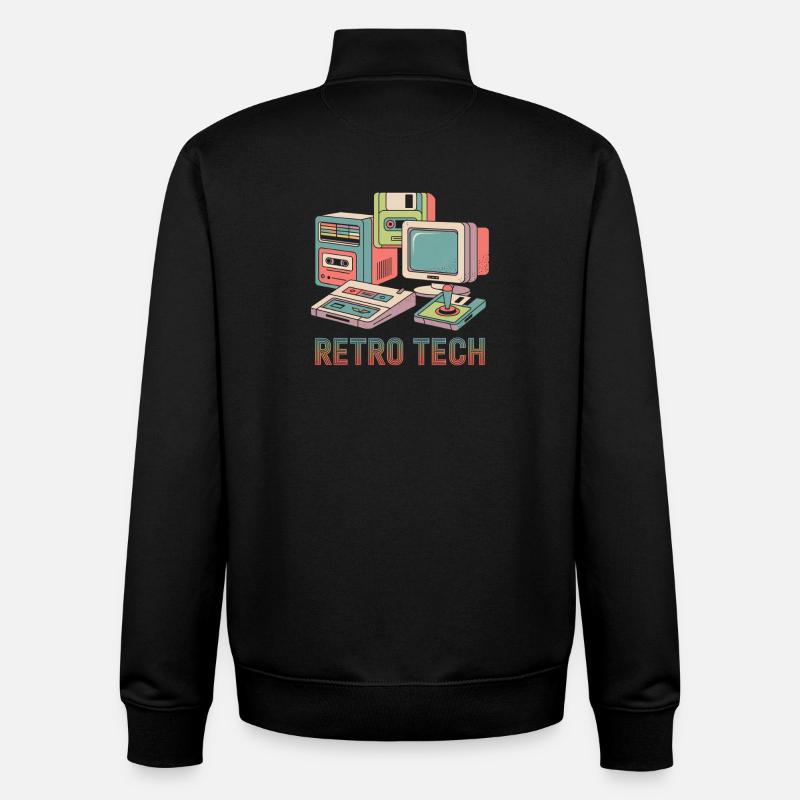 Retro Technique - Unisex Organic Zip Sweatshirt by Stanley/Stella - black