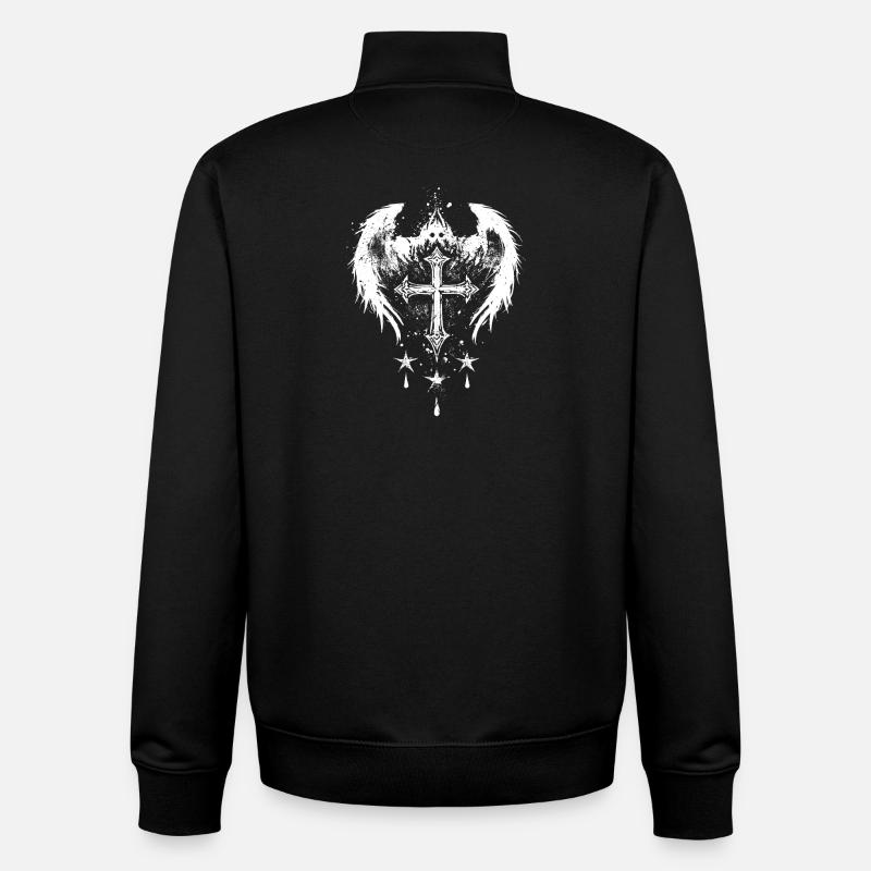 Goth Gothic Emo Cross - Unisex Organic Zip Sweatshirt by Stanley/Stella - black