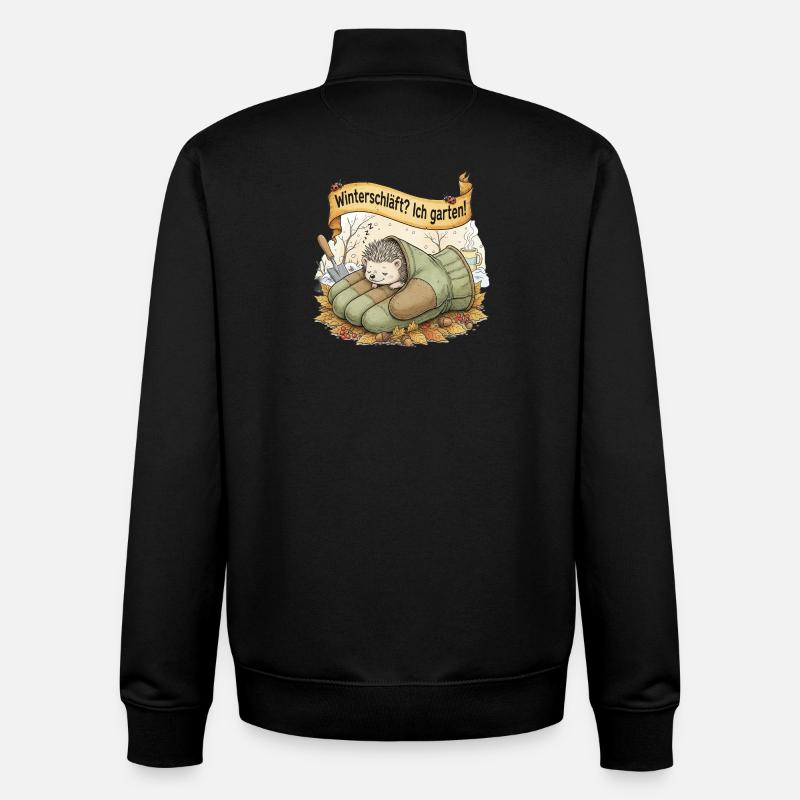 Igel schläft in Gartenhandschuh "Winterschläft? Ic - Unisex Organic Zip Sweatshirt von Stanley/Stella - Schwarz