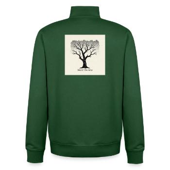 Stadtbaum Linolschnitt "Sketch the Grey" - Unisex Organic Zip Sweatshirt von Stanley/Stella - Flaschengrün - Hinten - AI Model Male 185 dark (185cm)