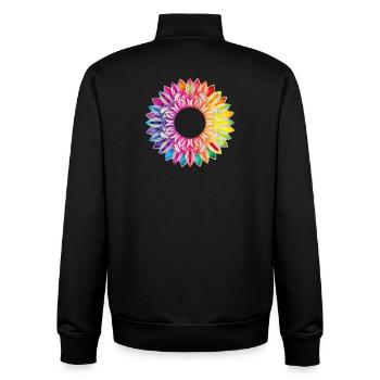 Bunter Blütenrahmen – florales Mandala Design - Unisex Organic Zip Sweatshirt von Stanley/Stella - Schwarz - Hinten - AI Model Male 185 light (185cm)