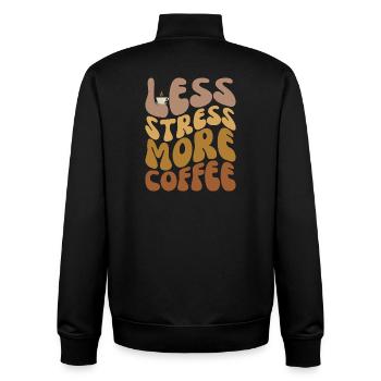 Moins de stress, plus de café - Sweat zippé unisexe en coton bio Stanley/Stella - noir - Dos - AI Model Male 185 light (185cm)