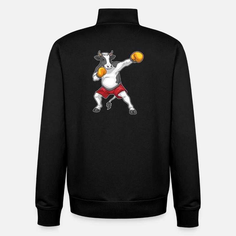 Kuh Boxer Boxhandschuhe Boxen - Unisex Organic Zip Sweatshirt von Stanley/Stella - Schwarz