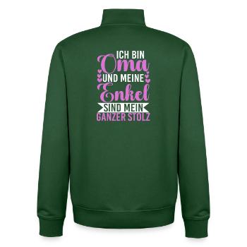 Bin Oma Und Meine Enkel Sind Mein Ganzer Stolz - Unisex Organic Zip Sweatshirt von Stanley/Stella - Flaschengrün - Hinten - AI Model Male 185 dark (185cm)