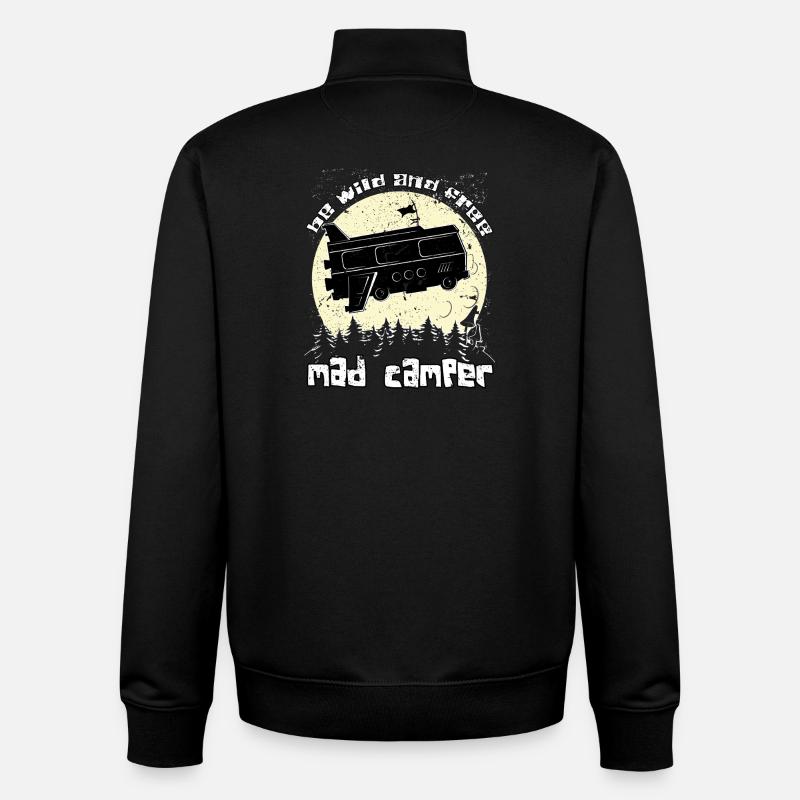 Camping - Sweat zippé unisexe en coton bio Stanley/Stella - noir