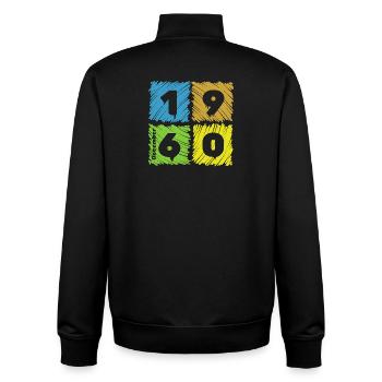 65th Birthday Colored Patches since 12/1960 - Unisex Organic Zip Sweatshirt by Stanley/Stella - black - Back - AI Model Male 185 light (185cm)