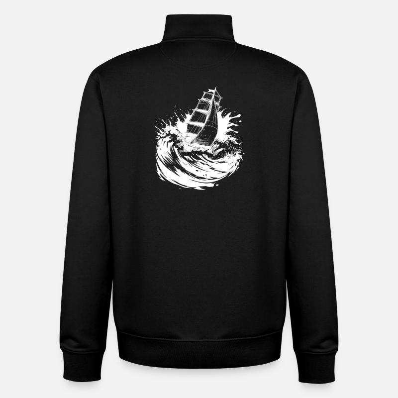 Energetic Sailing Art Sailor - Unisex Organic Zip Sweatshirt by Stanley/Stella - black