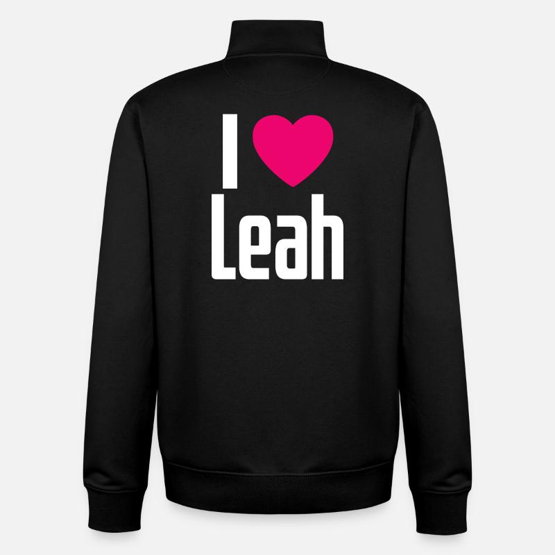 J’aime Leah Pink Heart J’aime Leah - Sweat zippé unisexe en coton bio Stanley/Stella - noir