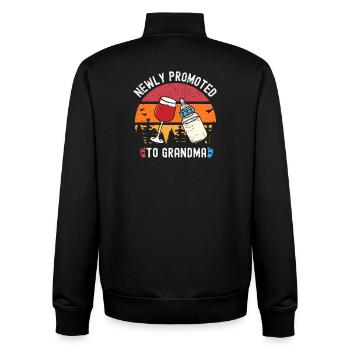 Vêtements et accessoires drôles de grand-mère nouvellement promus - Sweat zippé unisexe en coton bio Stanley/Stella - noir - Dos - AI Model Male 185 light (185cm)