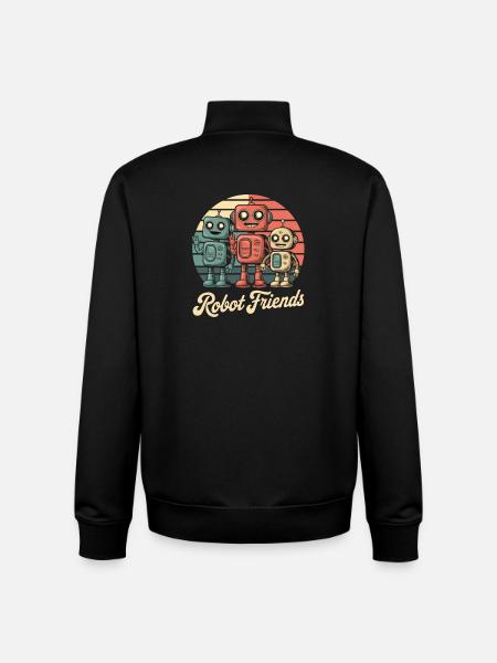 Retro Roboter - Robot Friends - Unisex Organic Zip Sweatshirt by Stanley/Stella - black