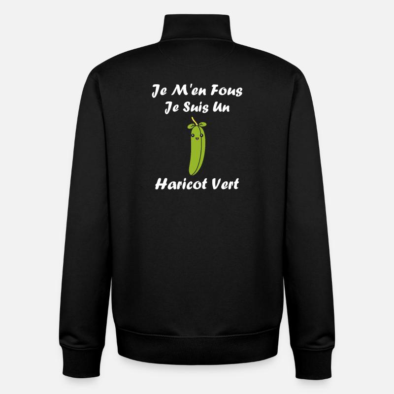 haricot vert - Sweat zippé unisexe en coton bio Stanley/Stella - noir