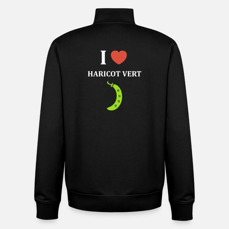 haricot vert - Sweat zippé unisexe en coton bio Stanley/Stella - noir