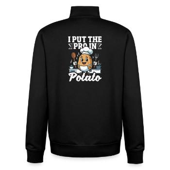 Taters Over Haters Kartoffel - Unisex Organic Zip Sweatshirt von Stanley/Stella - Schwarz - Hinten - AI Model Male 185 light (185cm)