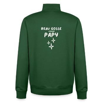 Beau gosse comme Papy - Sweat zippé unisexe en coton bio Stanley/Stella - vert bouteille - Dos - AI Model Male 185 dark (185cm)