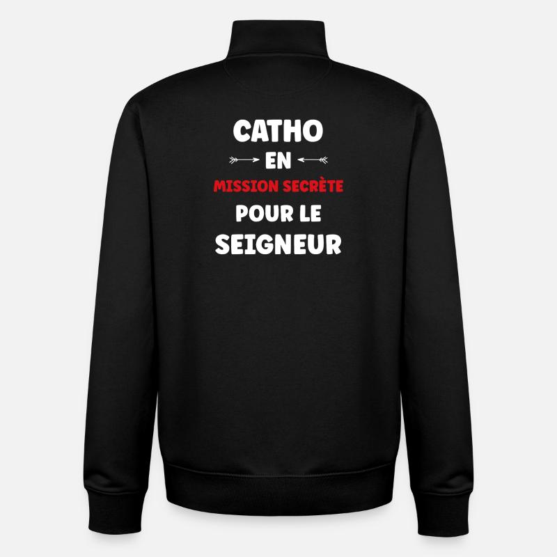 catho - Sweat zippé unisexe en coton bio Stanley/Stella - noir