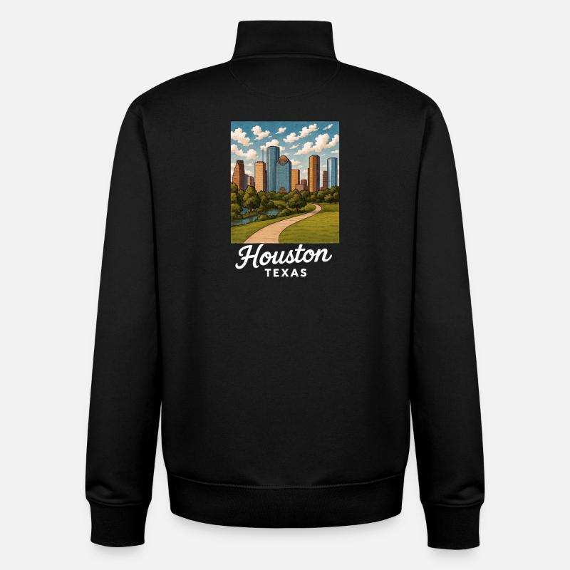 Houston, Texas - Sweat zippé unisexe en coton bio Stanley/Stella - noir