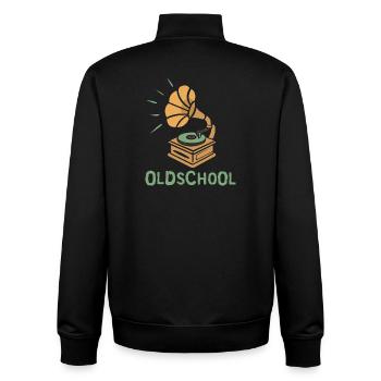 Gramophone Oldschool Design Rétro - Sweat zippé unisexe en coton bio Stanley/Stella - noir - Dos - AI Model Male 185 light (185cm)