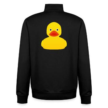 Pop art rétro en canard en caoutchouc jaune - Sweat zippé unisexe en coton bio Stanley/Stella - noir - Dos - AI Model Male 185 light (185cm)