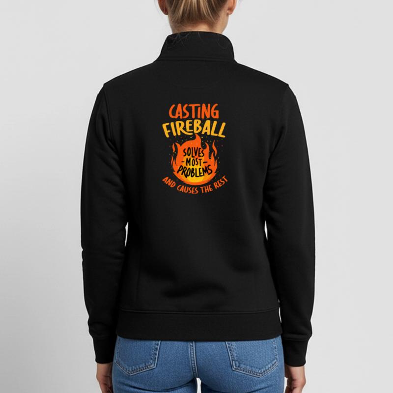 Casting Fireball Solves Problems RPG Gaming  Unisex Organic Zip Sweatshirt by Stanley/Stella