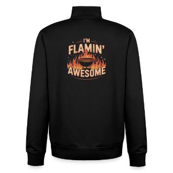 Grillmeister Flamin' Awesome BBQ Design - Sweat zippé unisexe en coton bio Stanley/Stella - noir - Dos - AI Model Male 185 light (185cm)