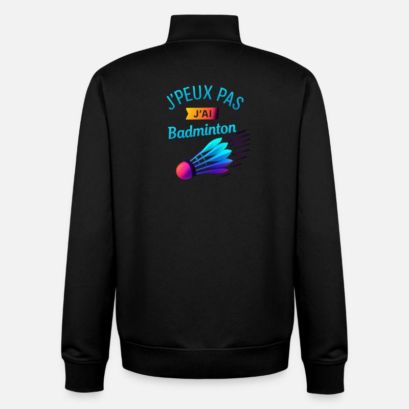 I can't I badminton - Unisex Organic Zip Sweatshirt by Stanley/Stella - black