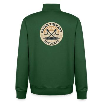 Thérapie par le kayak, Nature calme, Pagayage, Médium - Sweat zippé unisexe en coton bio Stanley/Stella - vert bouteille - Dos - AI Model Male 185 dark (185cm)